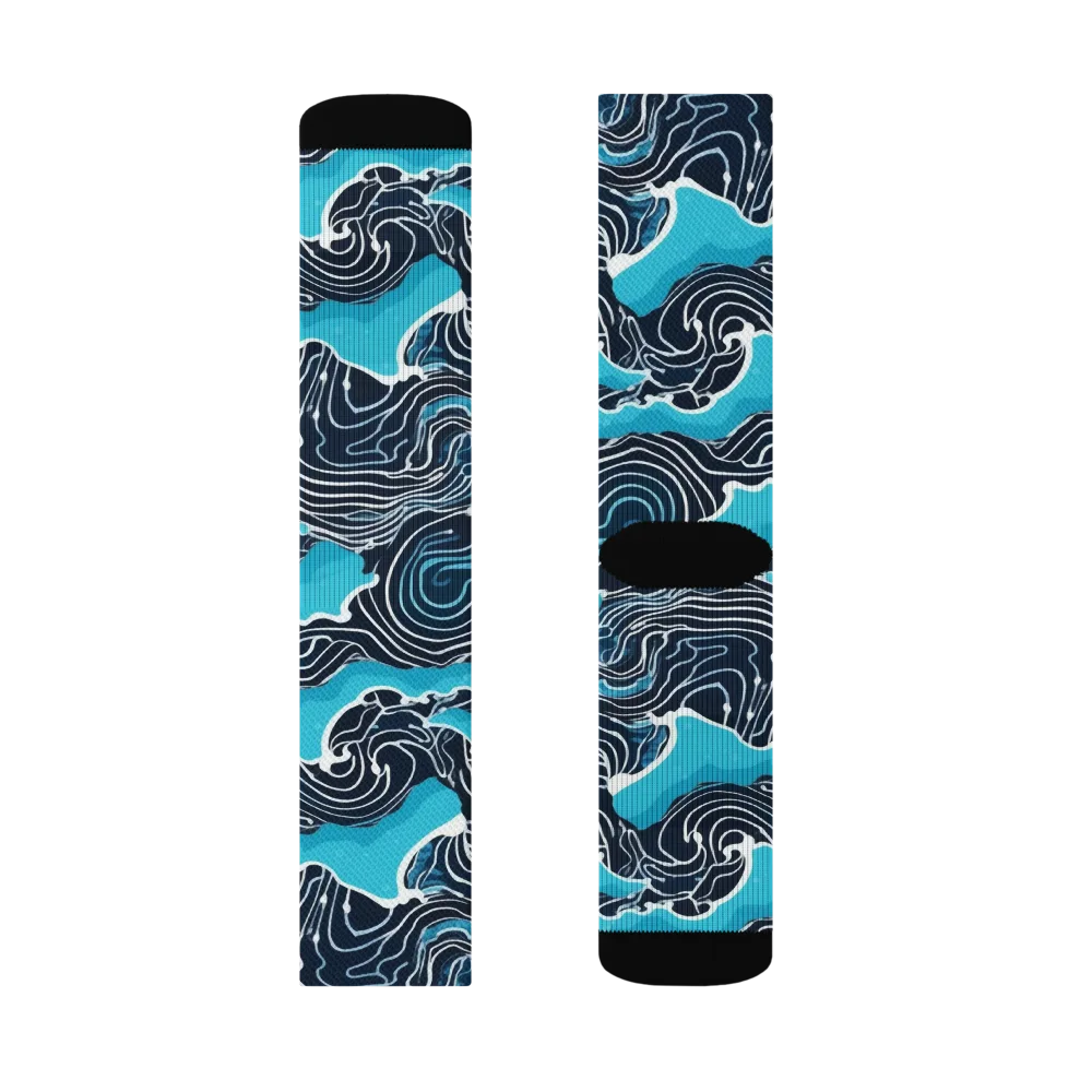 Azure Undertow on Socks — Right Sock
