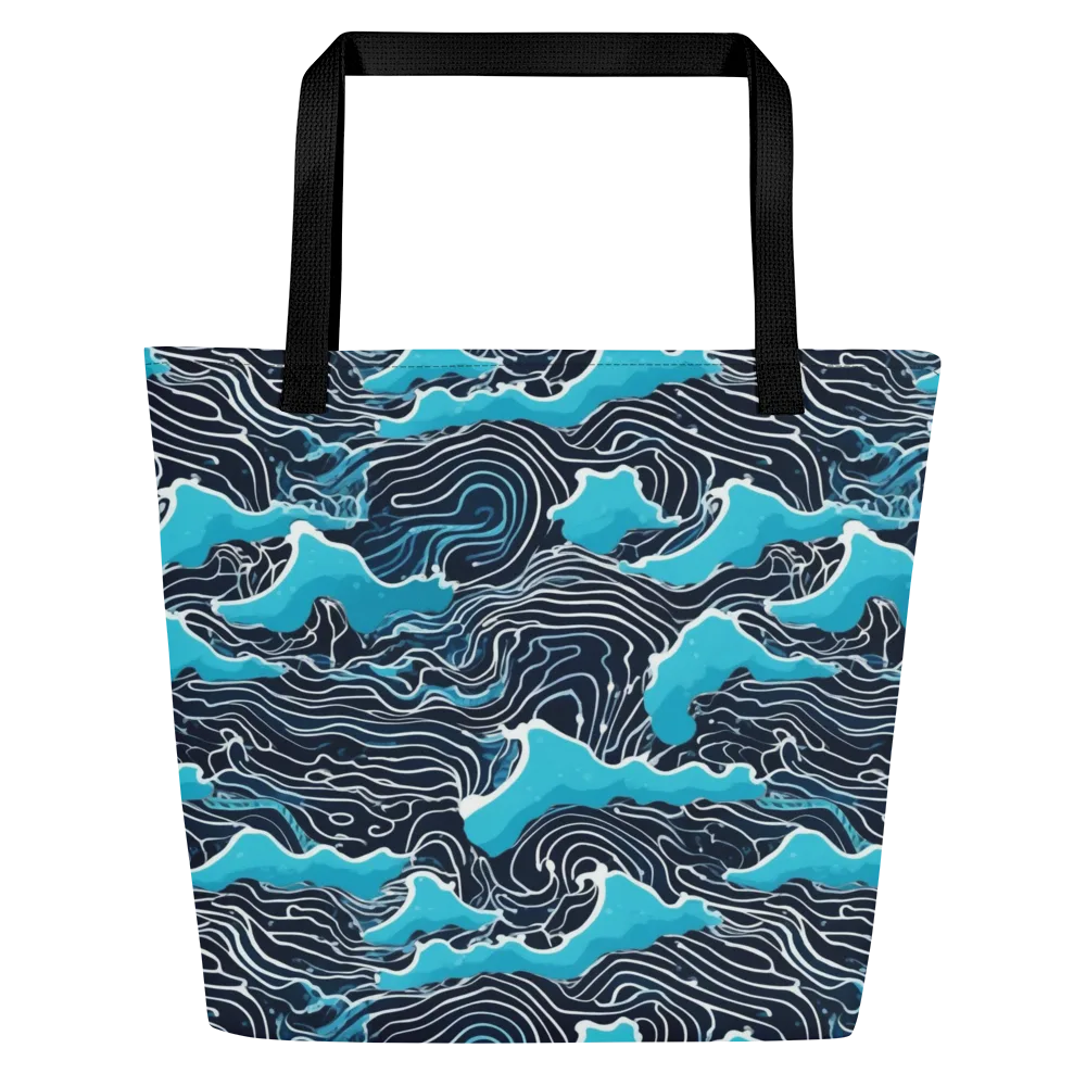 Azure Undertow on Large Tote Bag W/ Pocket — Front