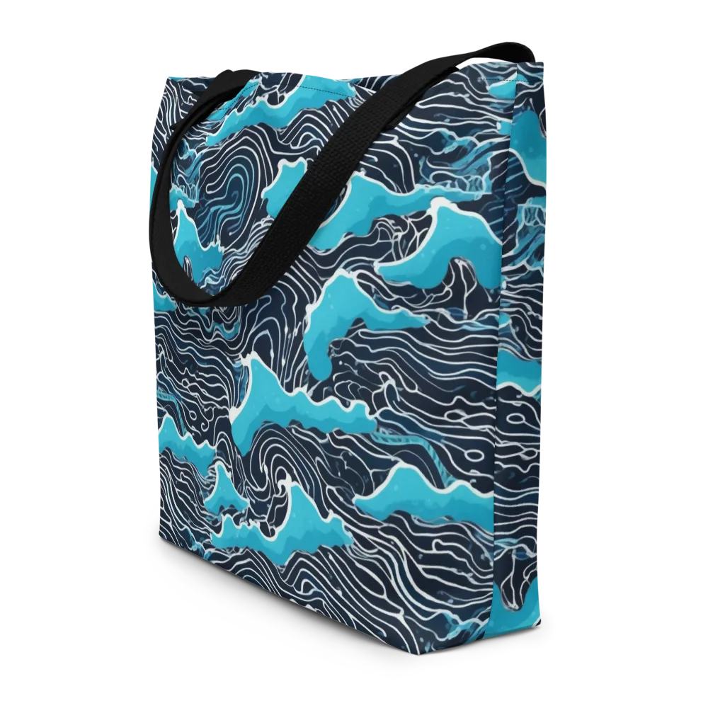 Azure Undertow on Large Tote Bag W/ Pocket — Front
