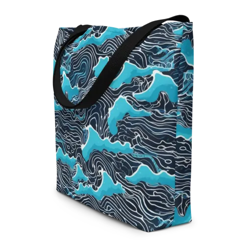 Azure Undertow on a Large Tote Bag W/ Pocket