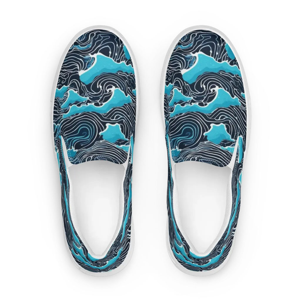 Azure Undertow on Women's Slip-On Canvas Shoes — Front