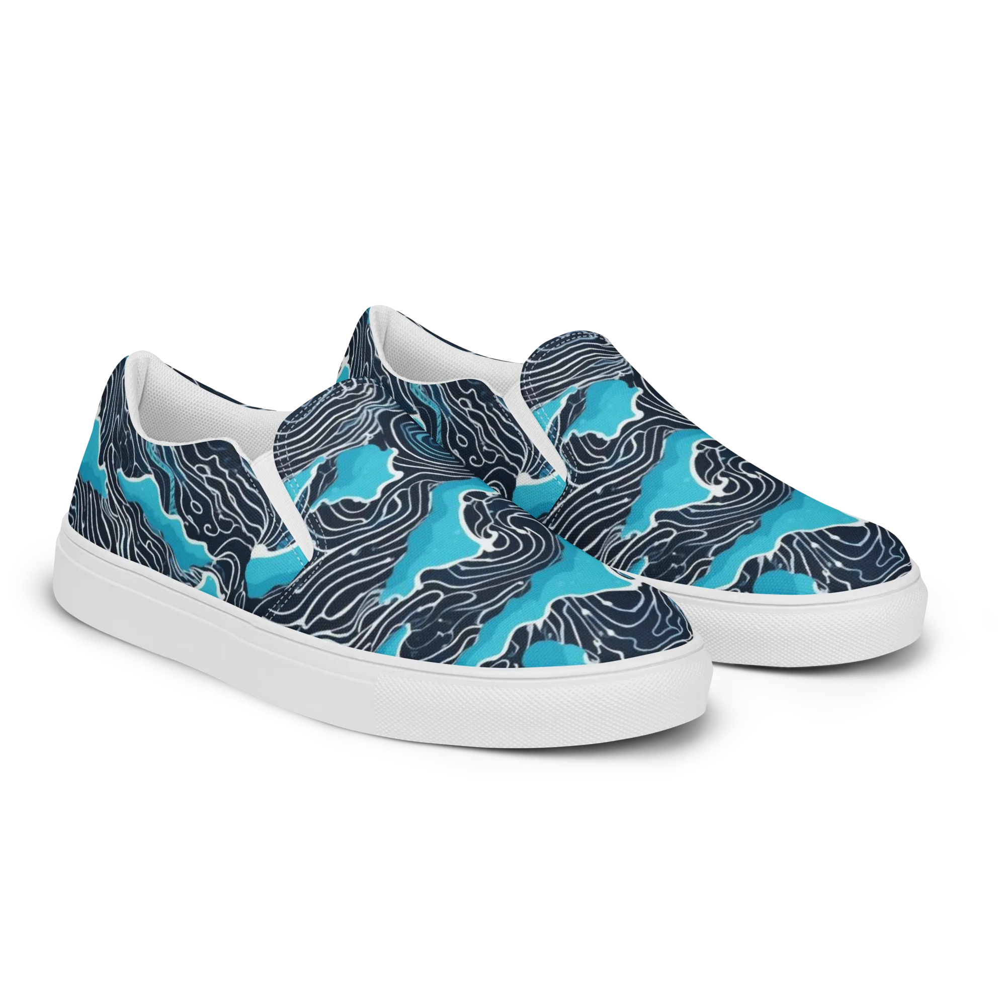 Azure Undertow on Women's Slip-On Canvas Shoes — Right Front