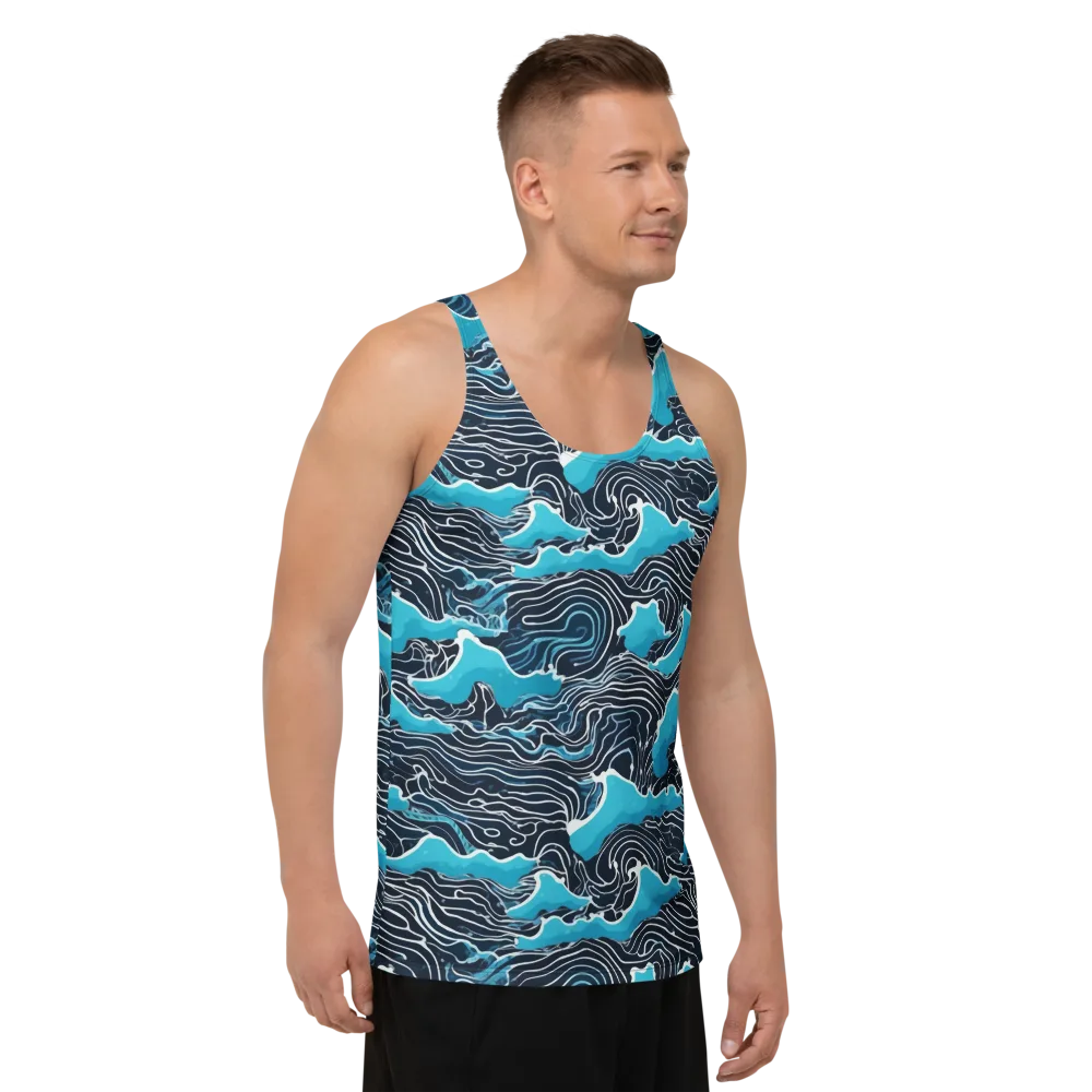 Azure Undertow on Men's Tank Top — Right Front