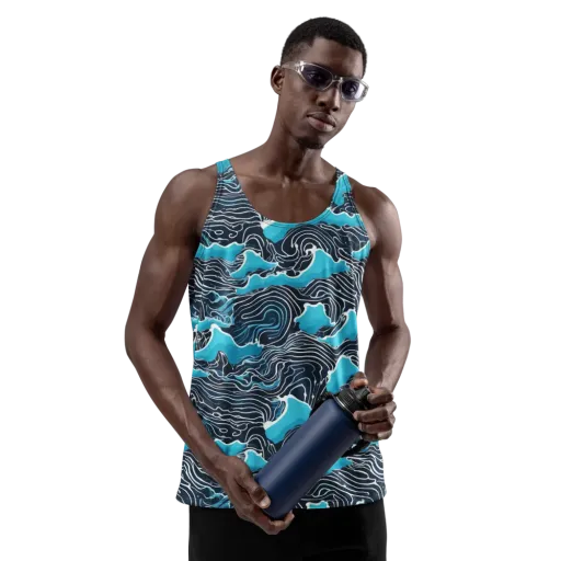 Azure Undertow on a Men's Tank Top