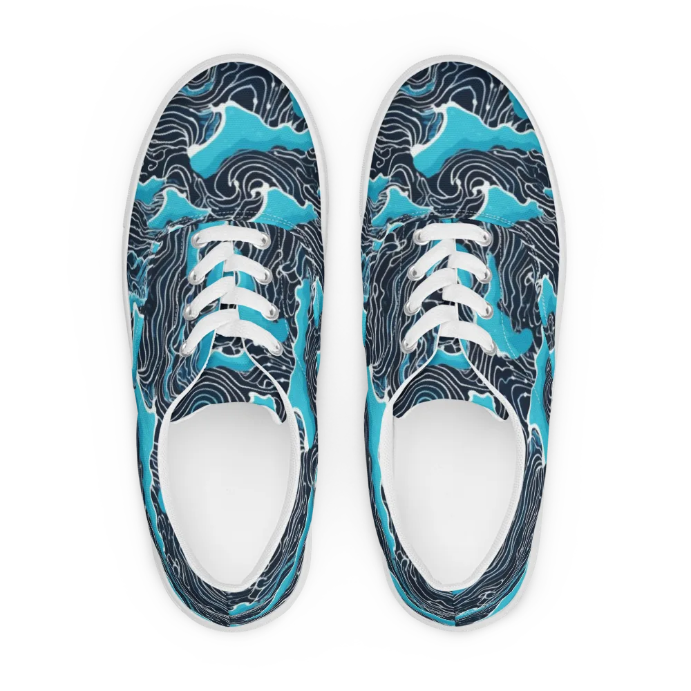 Azure Undertow on Men's Lace-Up Canvas Shoes — Front