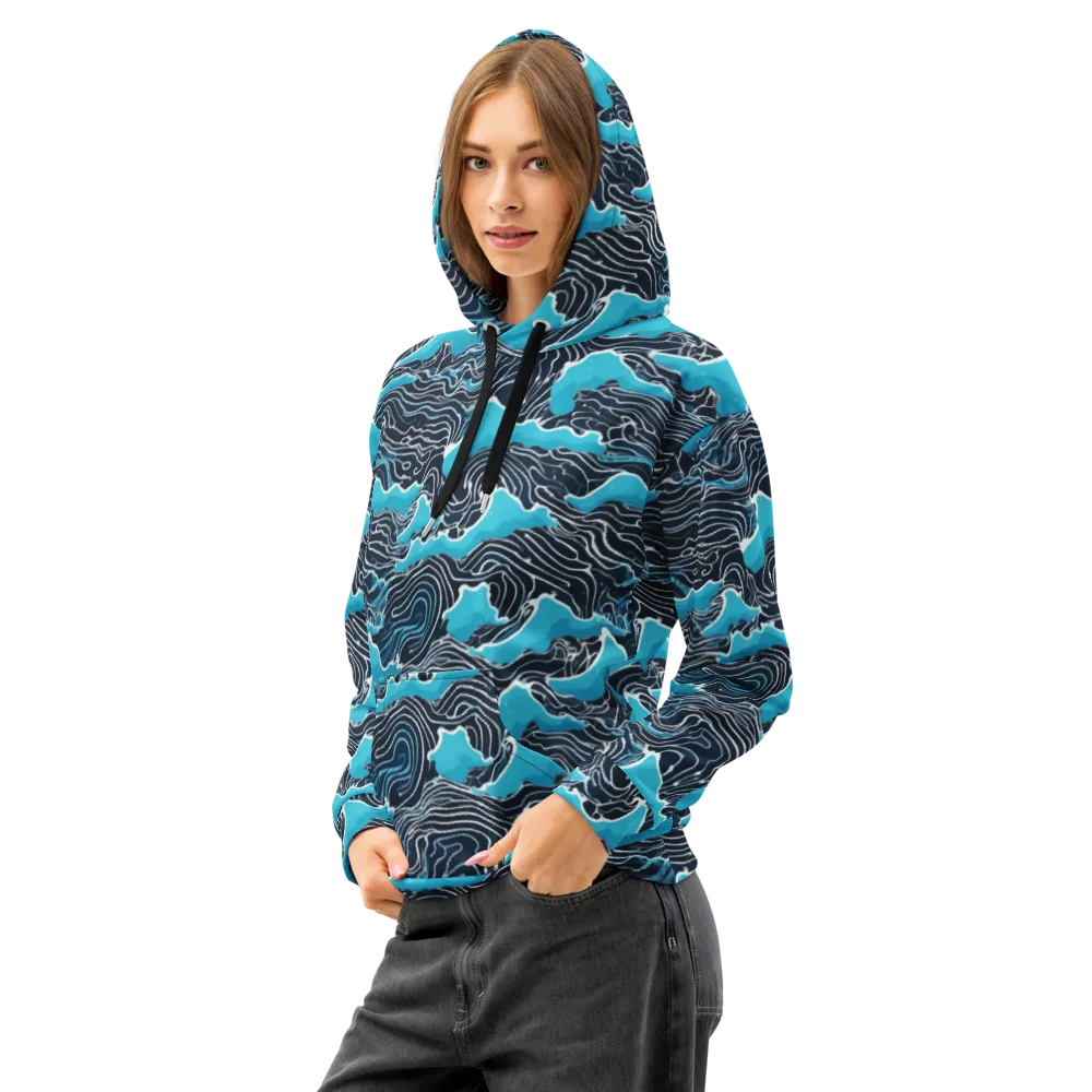 Azure Undertow on Cotton Hoodie — Left Front