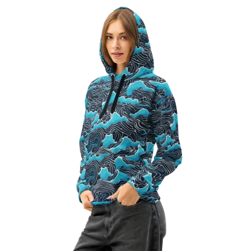 Azure Undertow on a Cotton Hoodie