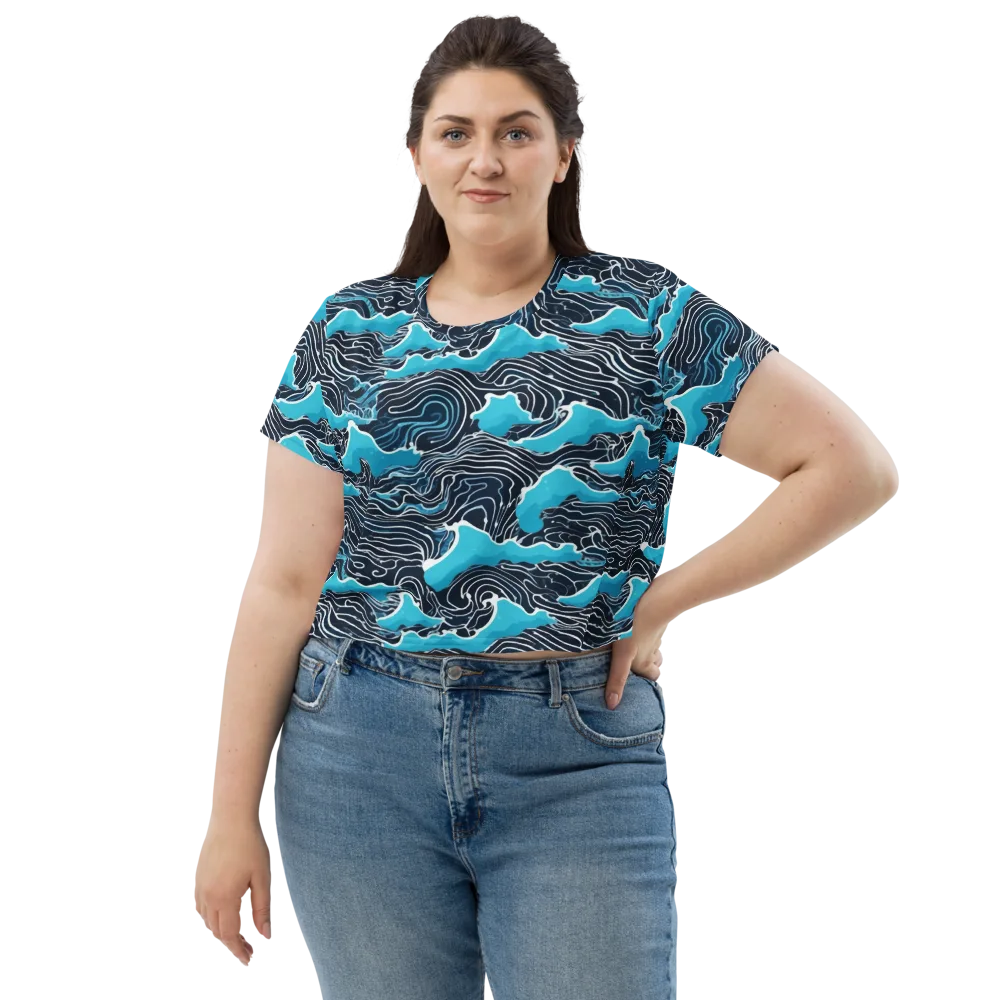 Azure Undertow on Crop Tee — Front