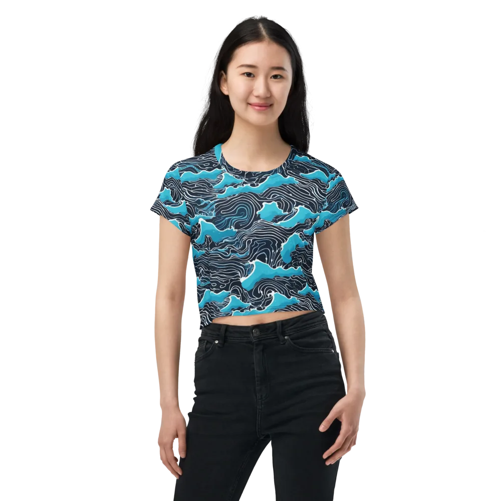 Azure Undertow on Crop Tee — Front