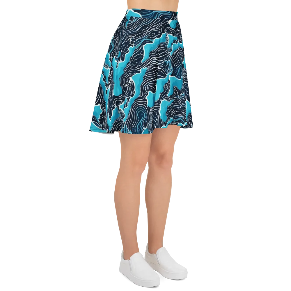 Azure Undertow on Skater Skirt — Right