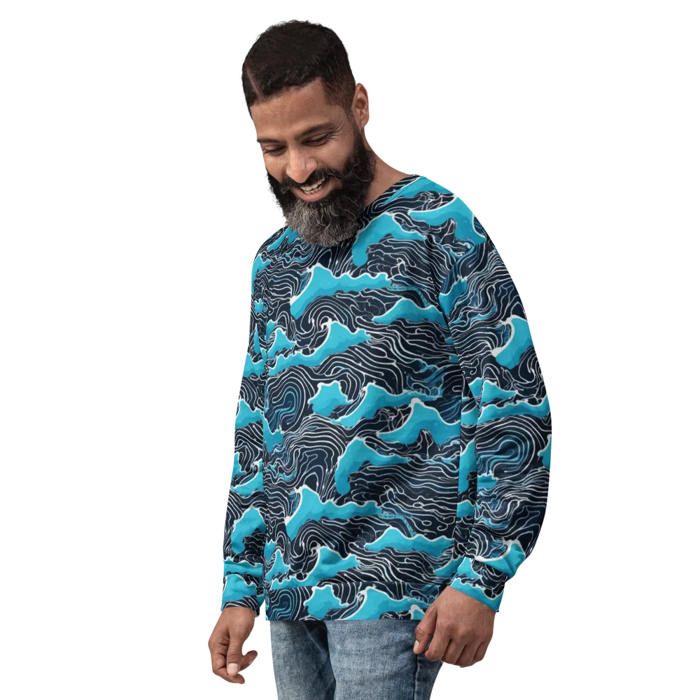 Azure Undertow on Sweatshirt — Left Front