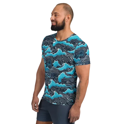 Azure Undertow on a Men's Athletic T-Shirt