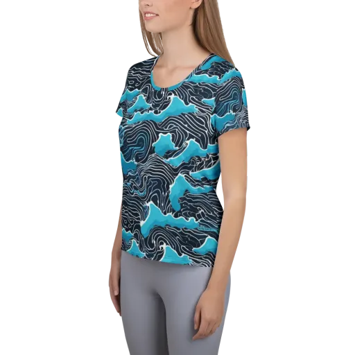 Azure Undertow on a Women's Athletic T-Shirt