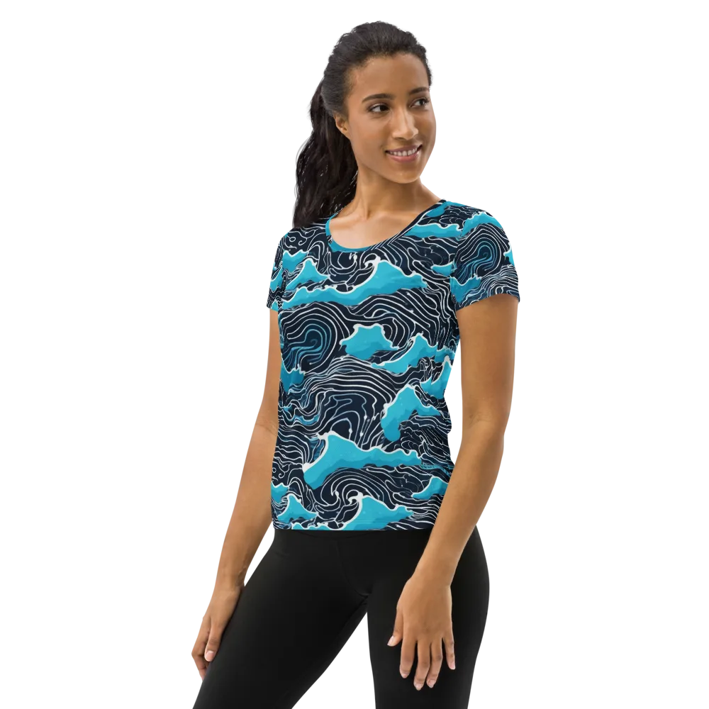 Azure Undertow on Women's Athletic T-Shirt — Left