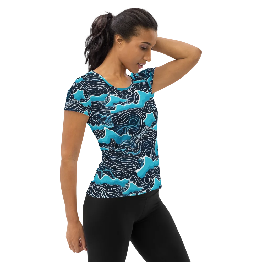 Azure Undertow on Women's Athletic T-Shirt — Right