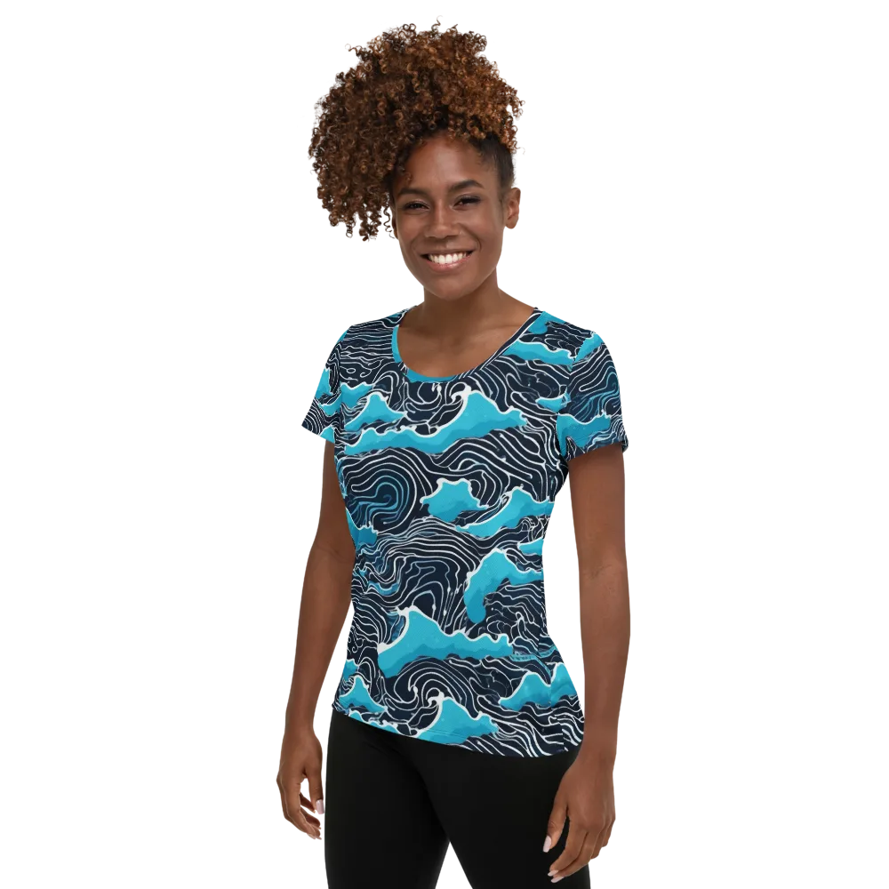 Azure Undertow on Women's Athletic T-Shirt — Left