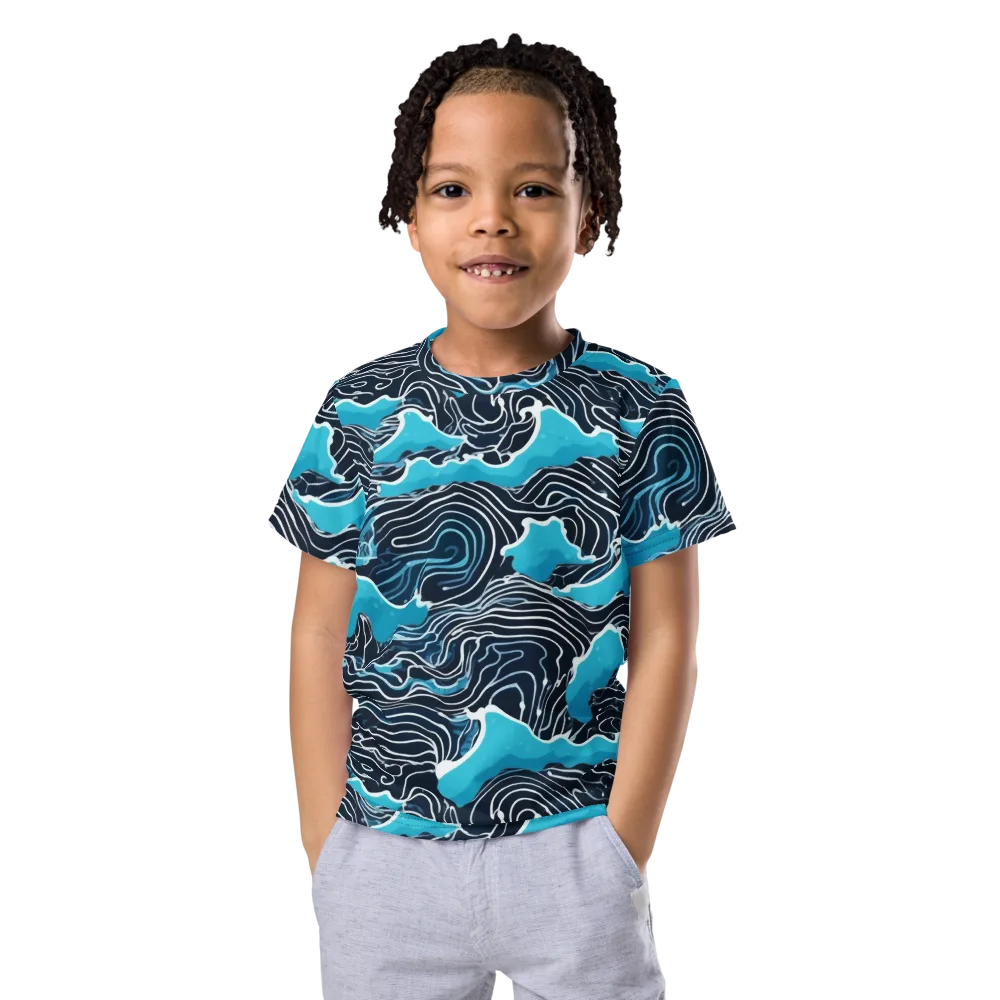 Azure Undertow on Kids Crew Neck T-Shirt — Front