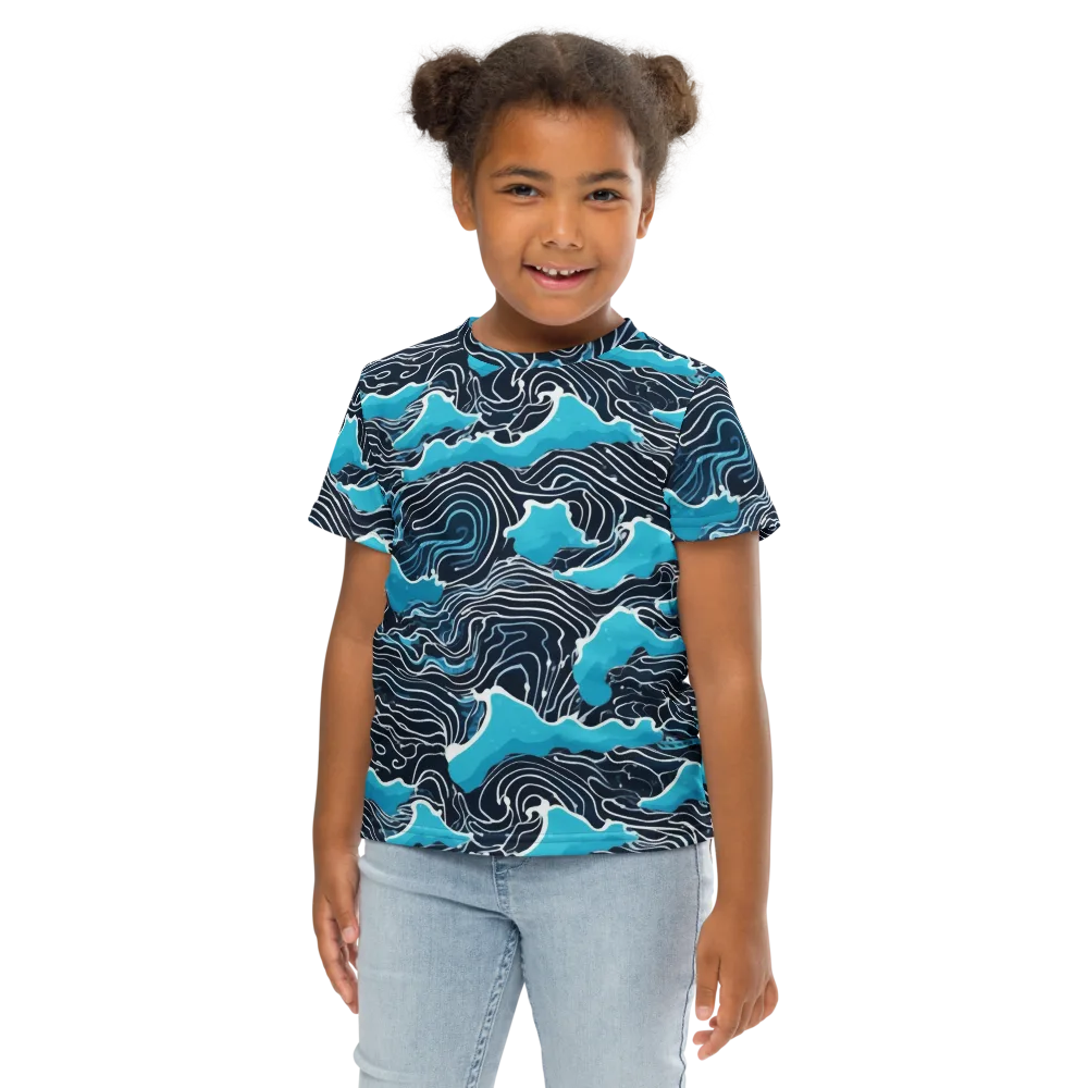 Azure Undertow on Kids Crew Neck T-Shirt — Front