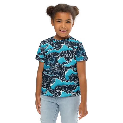 Azure Undertow on a Kids Crew Neck T-Shirt