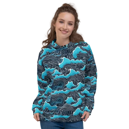 Azure Undertow on a Hoodie