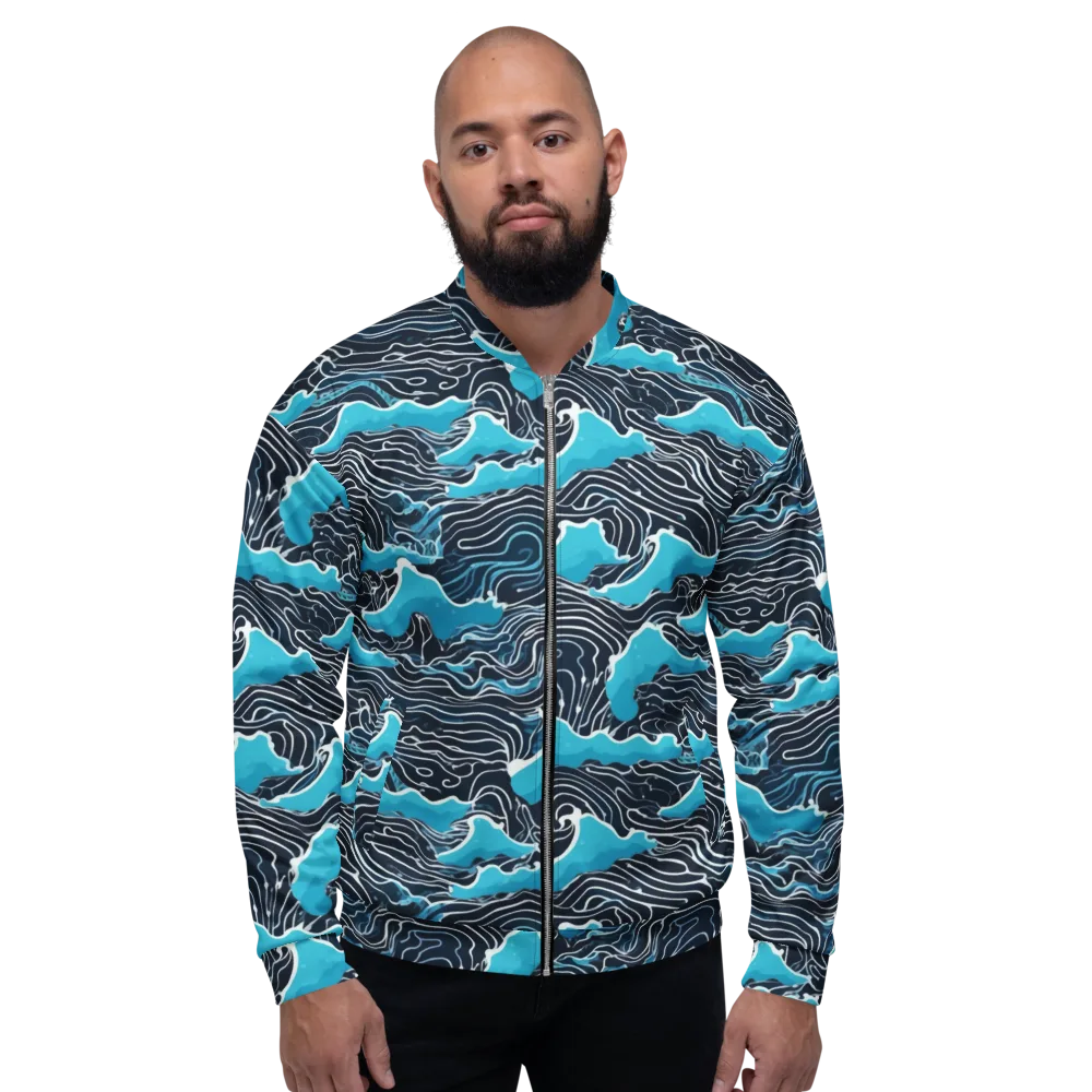 Azure Undertow on Bomber Jacket — Front