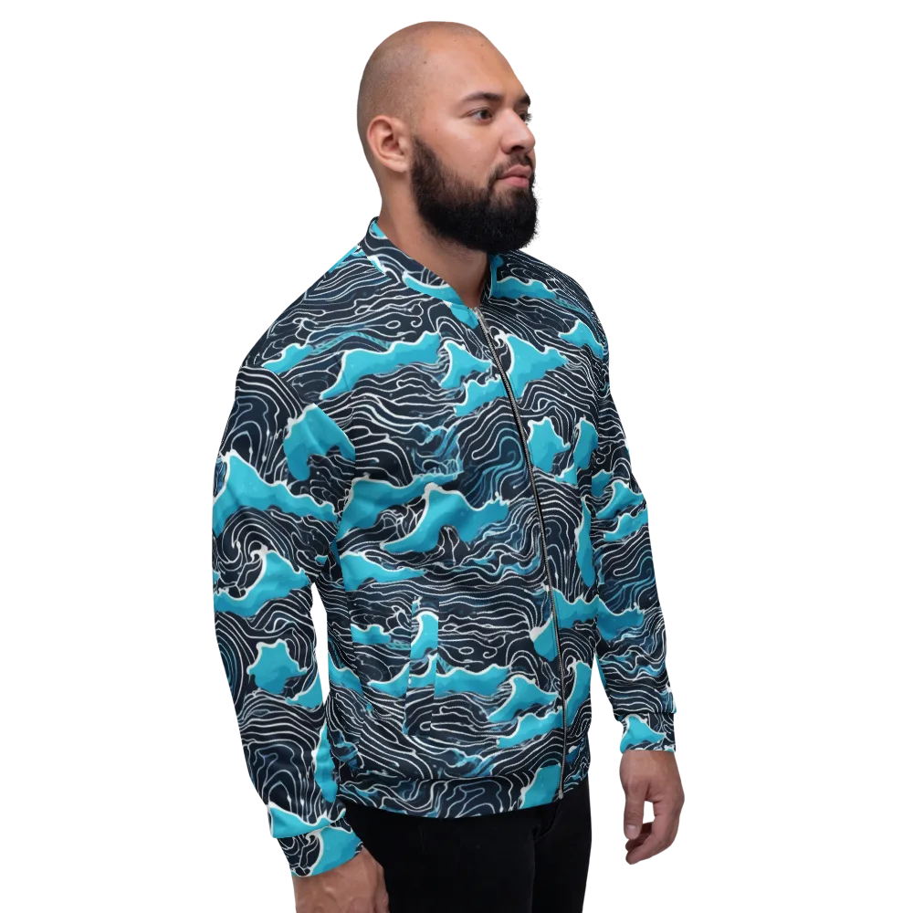 Azure Undertow on Bomber Jacket — Right