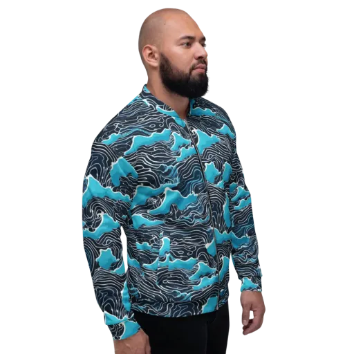 Azure Undertow on a Bomber Jacket