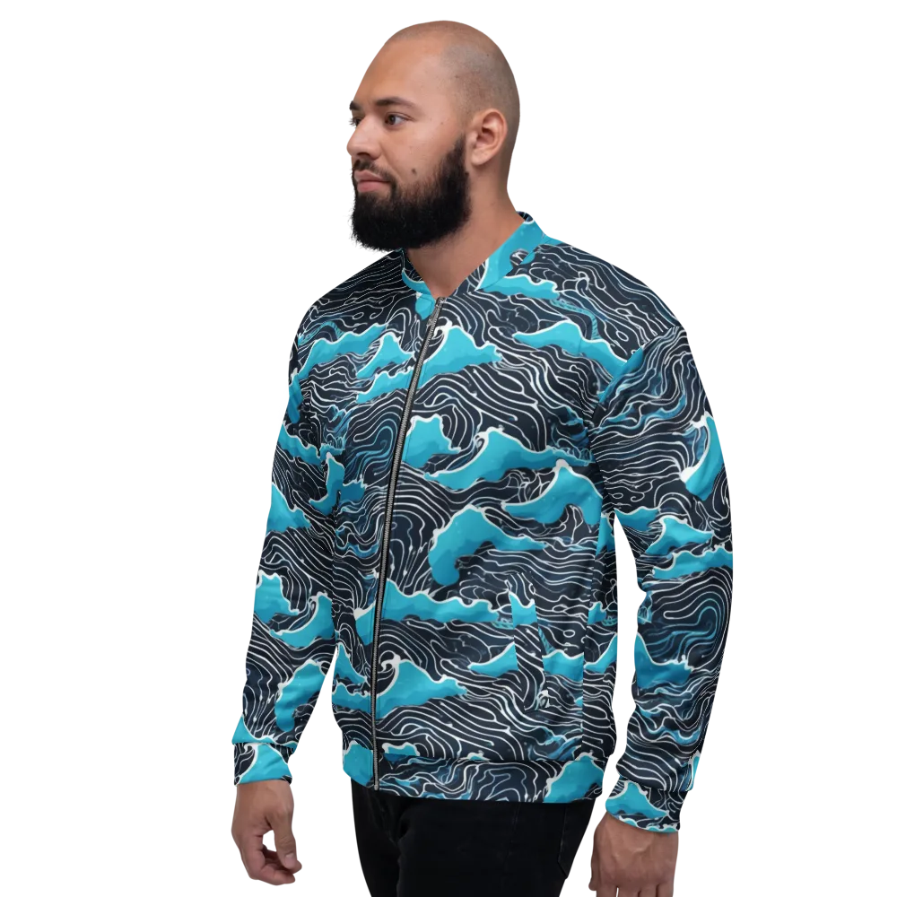 Azure Undertow on Bomber Jacket — Left
