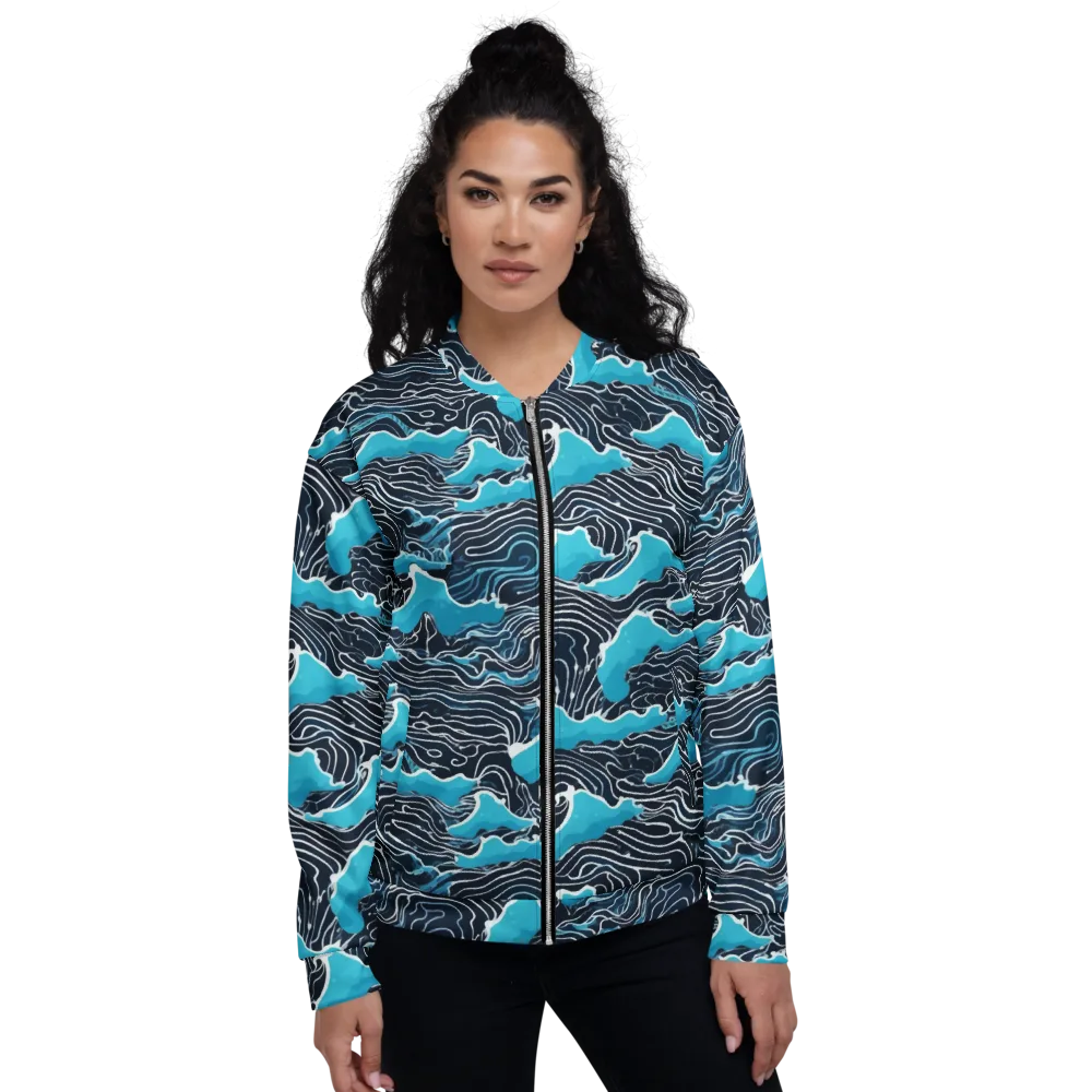 Azure Undertow on Bomber Jacket — Front