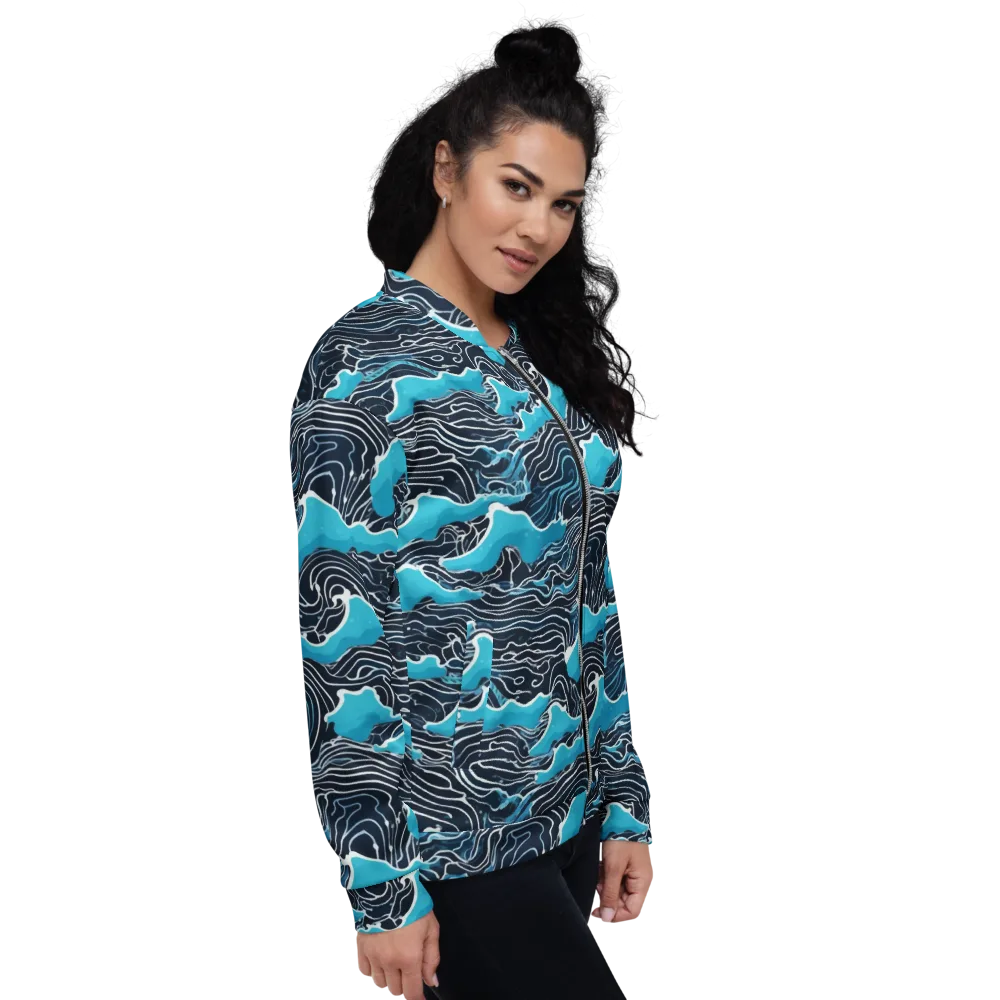 Azure Undertow on Bomber Jacket — Right