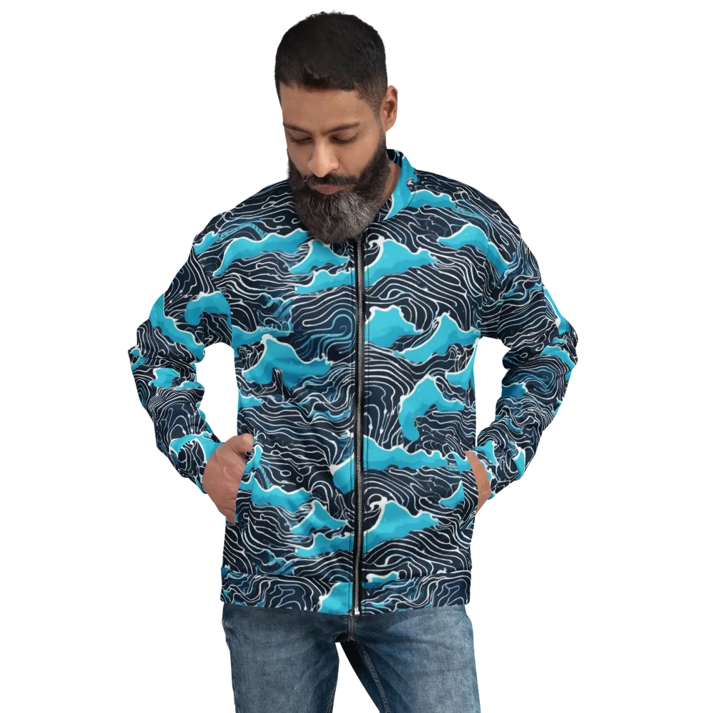 Azure Undertow on Bomber Jacket — Front