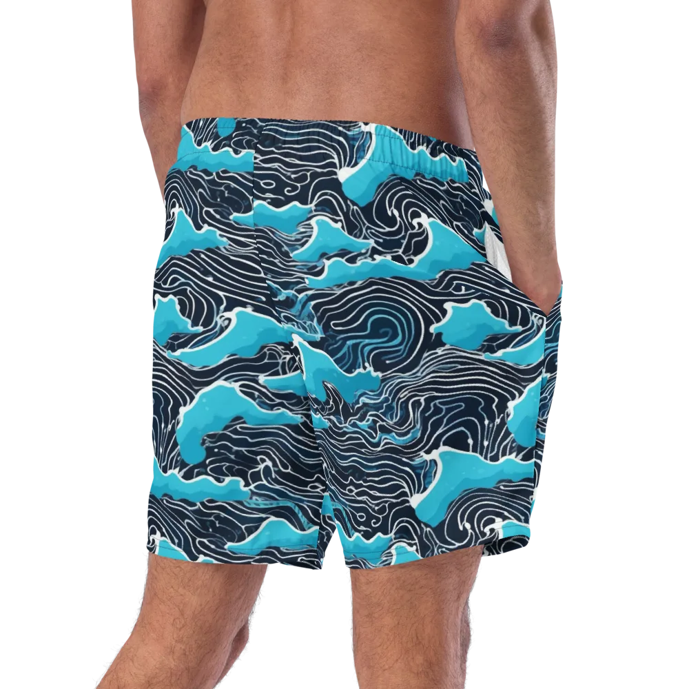 Azure Undertow on Swim Trunks — Right Back
