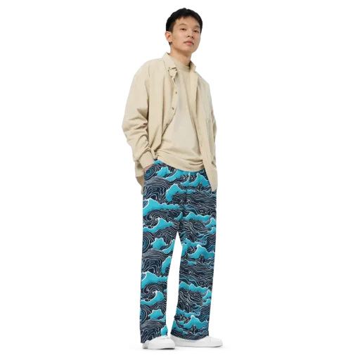 Azure Undertow on a Wide-Leg Pants