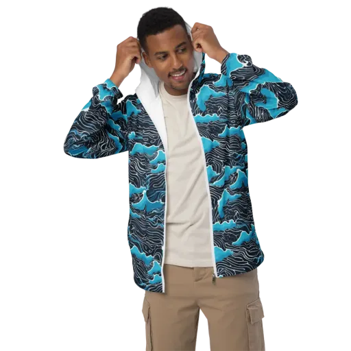 Azure Undertow on a Men's Windbreaker