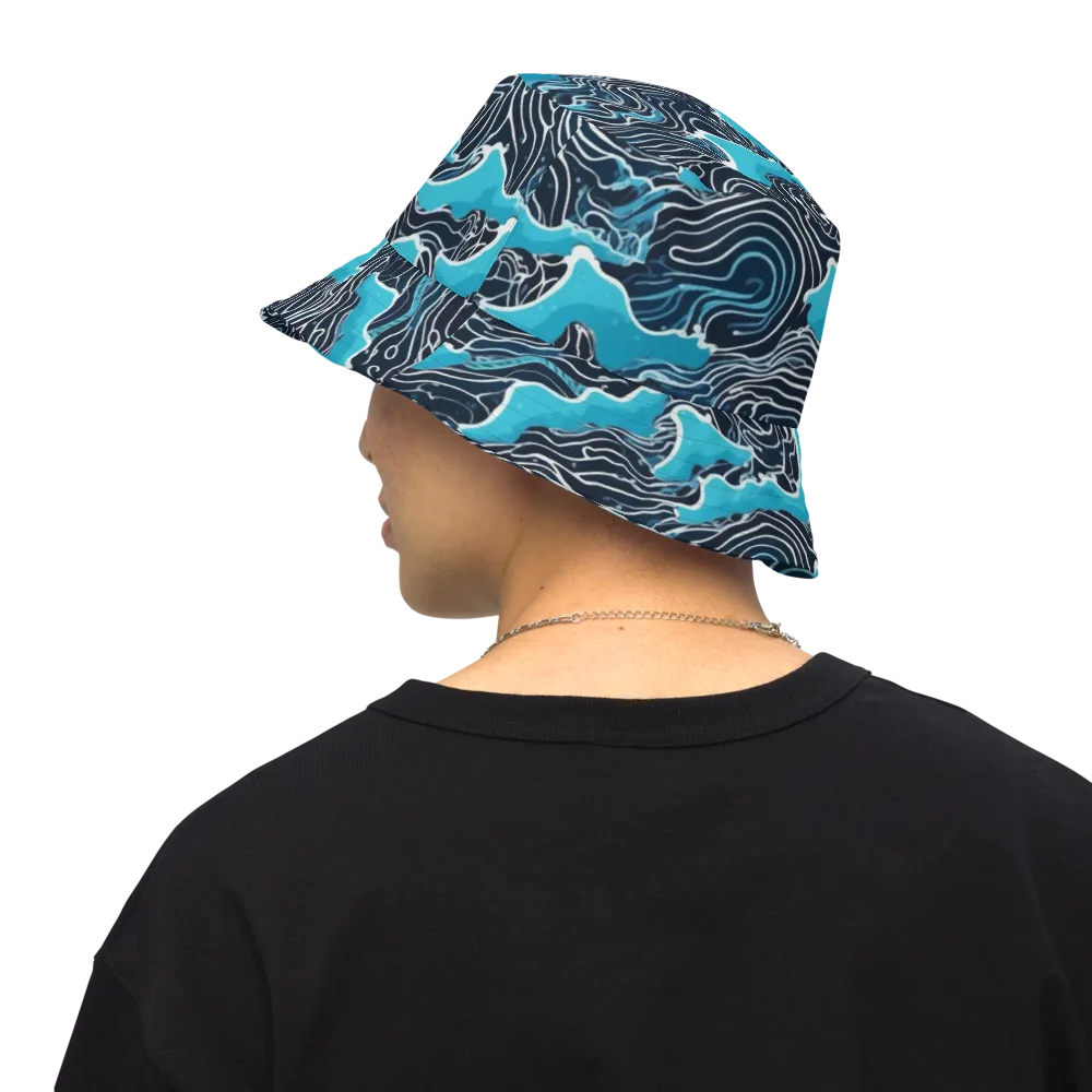 Azure Undertow on Reversible Bucket Hat — Back Inside
