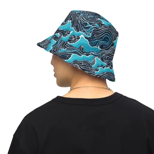 Azure Undertow on a Reversible Bucket Hat