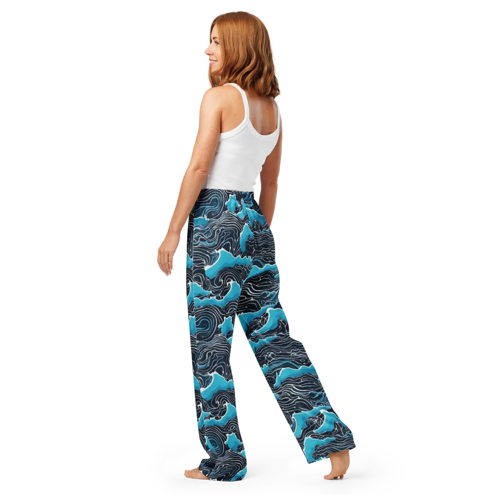 Azure Undertow on Women's Pajama Pants — Back