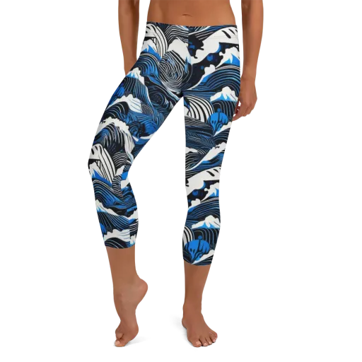 Cobalt Undertow on a Capri Leggings