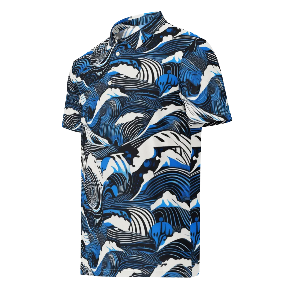 Cobalt Undertow on Men's Slim Fit Polo Shirt — Left Front