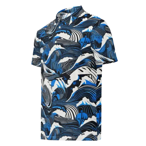 Cobalt Undertow on a Men's Slim Fit Polo Shirt