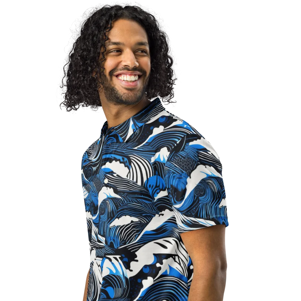 Cobalt Undertow on Men's Slim Fit Polo Shirt — Left Front