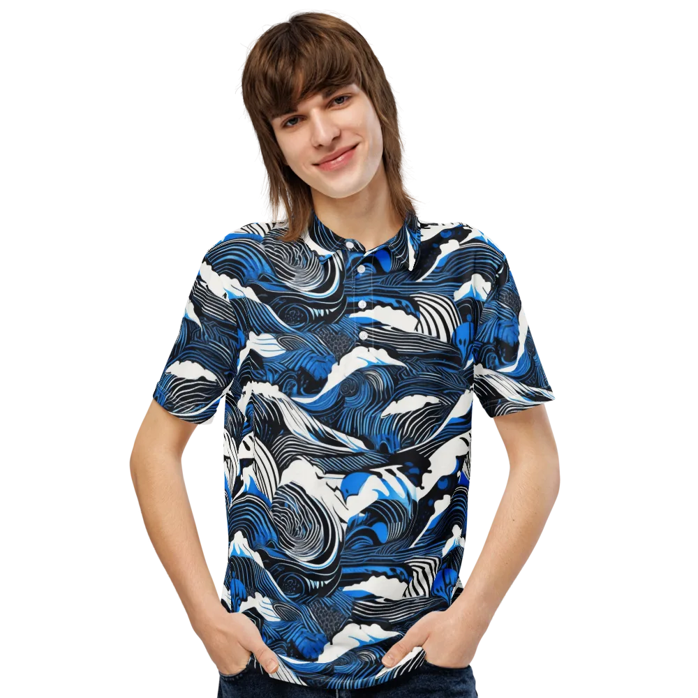 Cobalt Undertow on Men's Slim Fit Polo Shirt — Front
