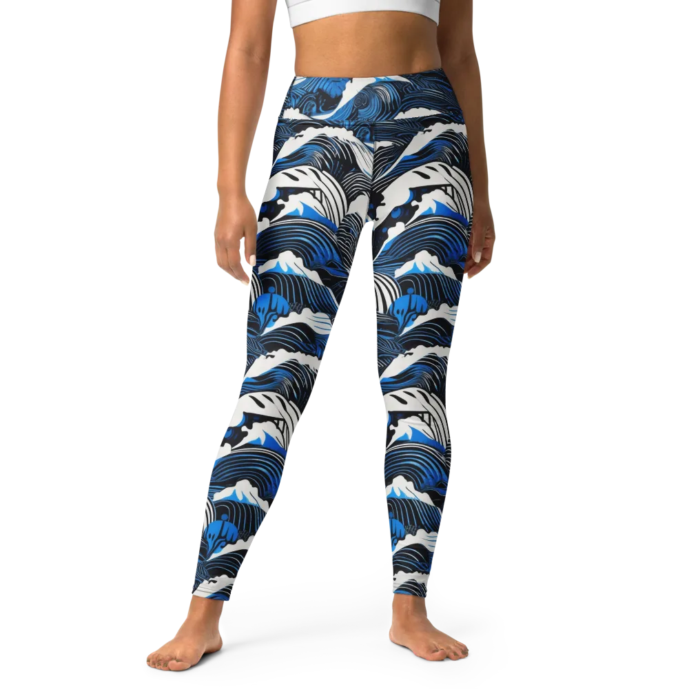 Cobalt Undertow on Yoga Leggings — Front