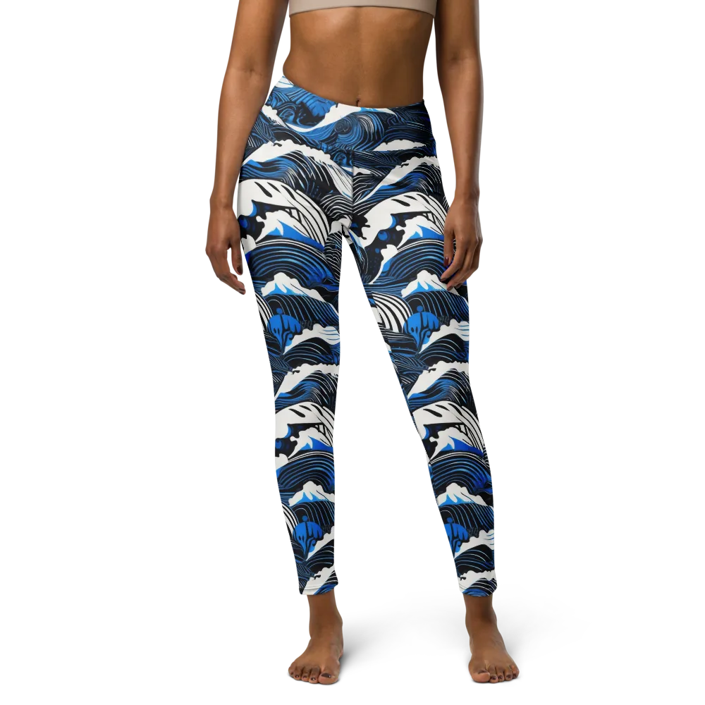 Cobalt Undertow on Yoga Leggings — Front