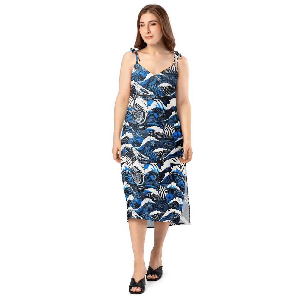 Cobalt Undertow on Slip Dress — Front