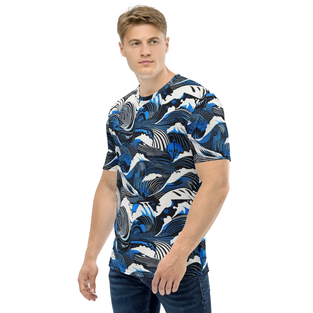 Cobalt Undertow on Men's Crew Neck T-Shirt — Left