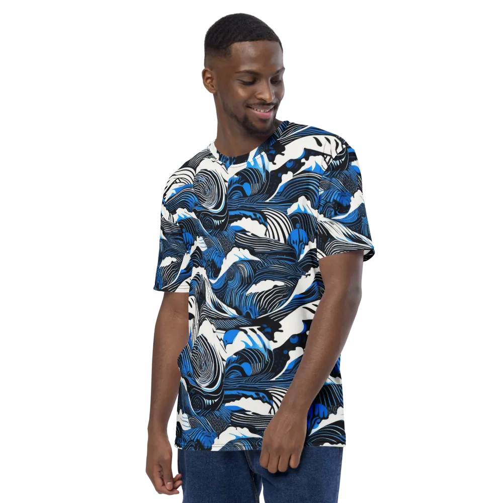 Cobalt Undertow on Men's Crew Neck T-Shirt — Left