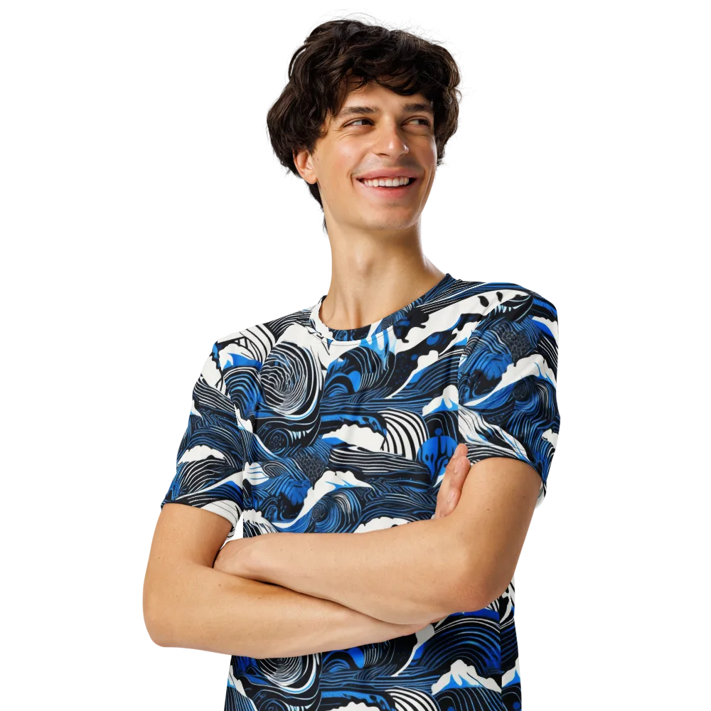 Cobalt Undertow on Men's Crew Neck T-Shirt — Left Front
