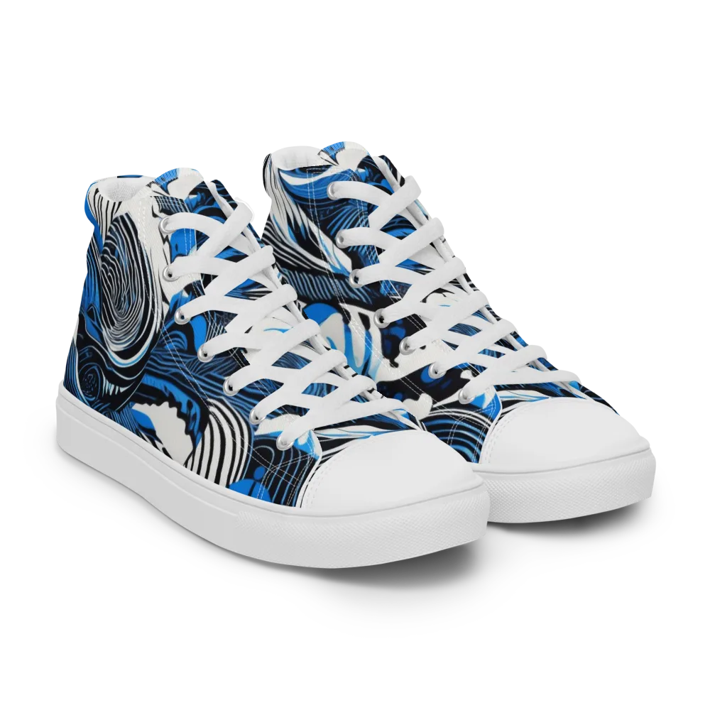 Cobalt Undertow on Men's High Top Canvas Shoes — Right Front