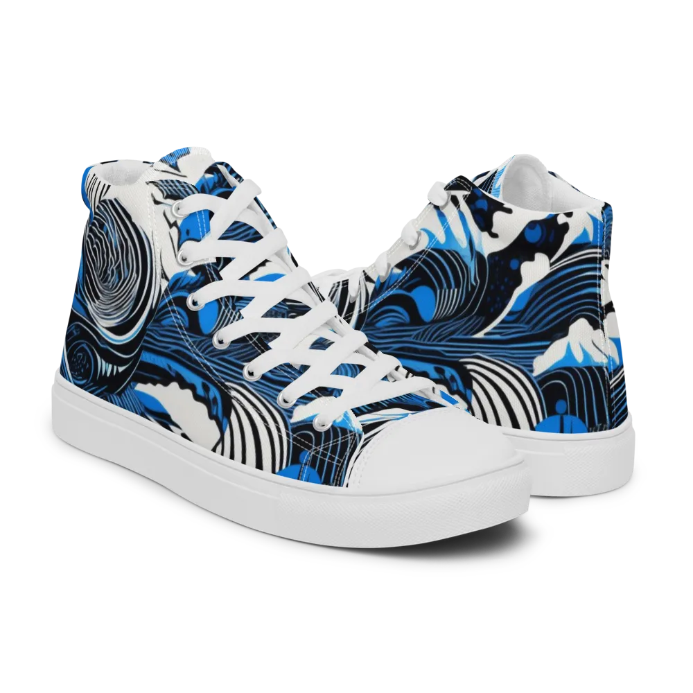 Cobalt Undertow on Men's High Top Canvas Shoes — Right